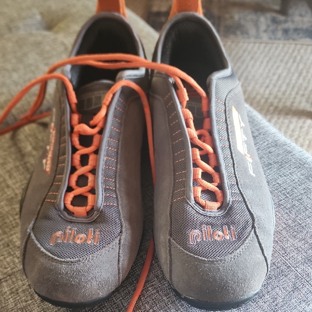 Piloti Men's Gray and Orange Driving Shoes- Camaro Fifty